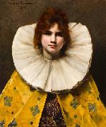 Juana Romani A portrait of a young girl with a ruffled collar china oil painting artist